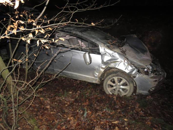 Vozidlo dostalo smyk a narazilo do stromu, nehoda se obešla bez vážných zranění