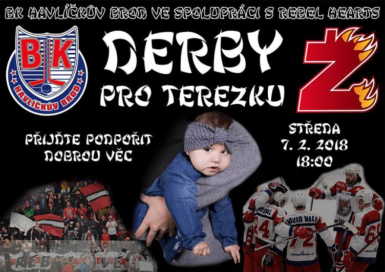 Hokejový klub Havlíčkův Brod pomůže Terezce - při středečním derby se Žďárem!
