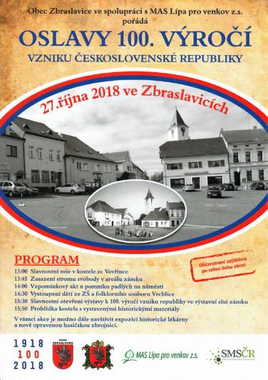 Ve Zbraslavicích připravují oslavy 100. výroční vzniku Československé republiky