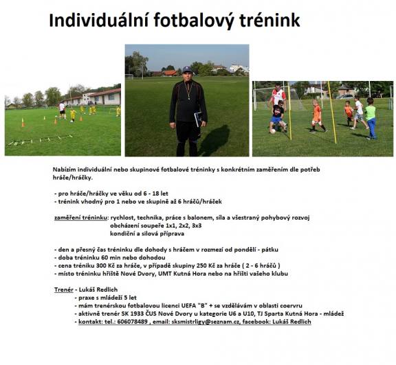 Nabídka idividuálních fotbalových tréninků pro jednotlivce nebo skupinu