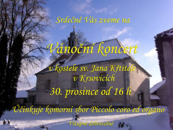Komorní sbor Piccolo coro od organo vvystoupí na Vánočním koncertu ve sv. Janu Krsovicích