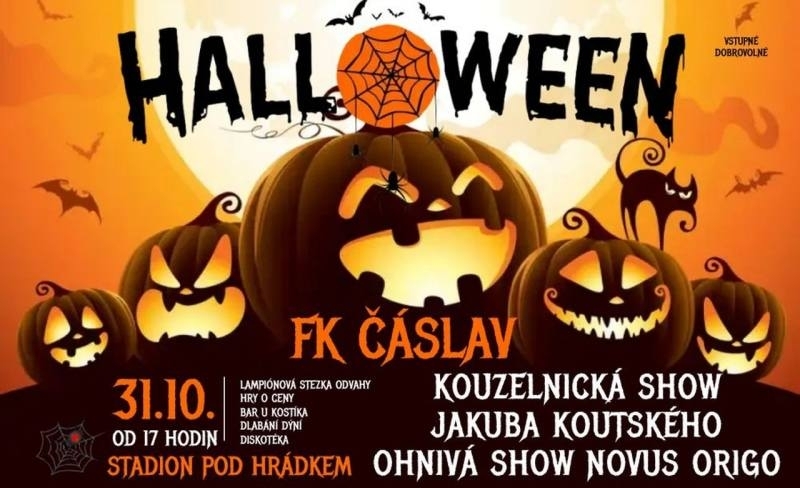 Halloweenský večer FK Čáslav nabídne kouzelnickou a ohnivou show!