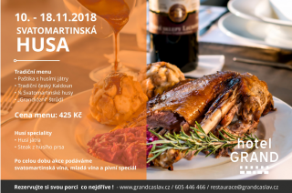 TIP: Restaurace hotelu Grand v Čáslavi chystá svatomartinské husí menu, rezervujte si svou porci co nejdříve!