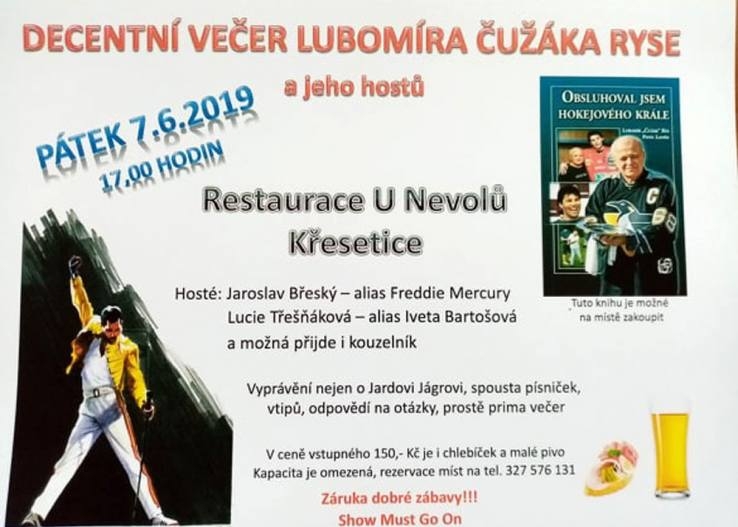 Restaurace U Nevolů připravuje „Decentní večer Lubomíra Čužáka Ryse a jeho hostů“