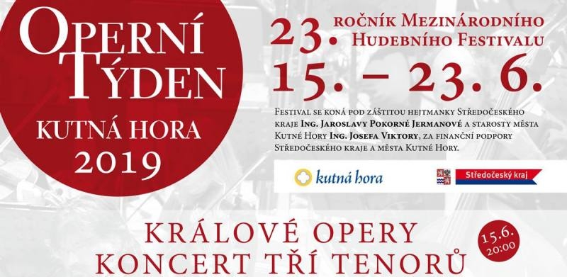 23. ročník festivalu Operní týden 2019 otevře představení „Králové opery - koncert tří tenorů“