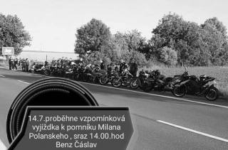 Čáslavští motorkáři vzpomenou Milana Polanského, pojedou k jeho pomníku