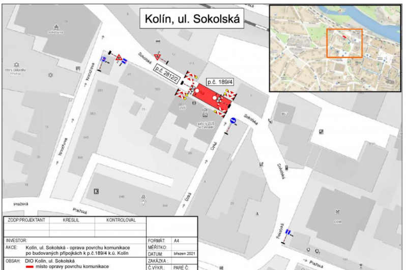 V Sokolské ulici v Kolíně opraví povrch komunikace